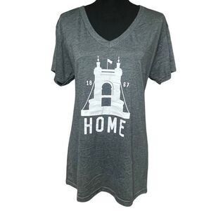 Gray Cincinnati Roebling Bridge Home Tee N0411